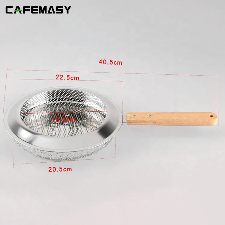 Cafemasy Korean Style Stainless Steel Coffee Roaster Bean Net With Wood Handle Coffee Bean Baking Cage