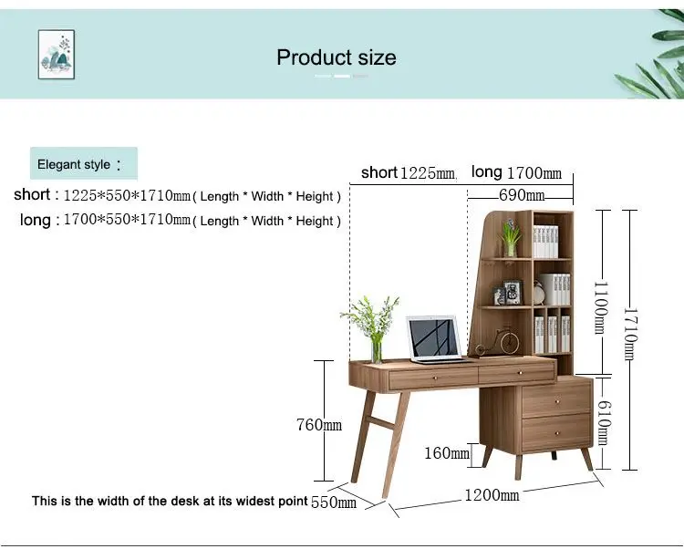  Bookcase wooden Solid Wood Desk Nordic Simple