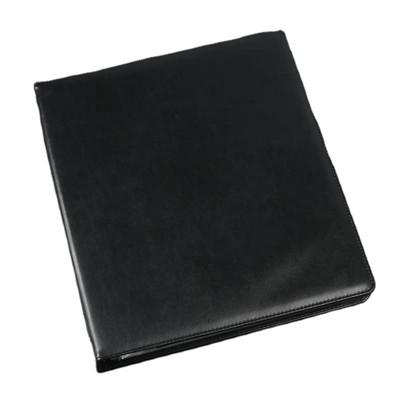 Business File Holder PU Leather 3 Ring Binder Padfolio Case Executive Folder Professional Letter Size A4 Document Bag