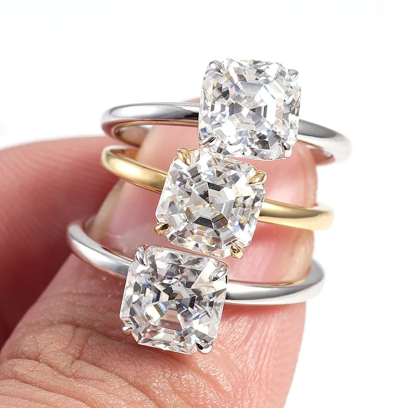Solitaire Ring Double Paws D Color 1 Carat Asche Moissanite Ring Classic Style 92 Sterling Silver Plated 18k Gold Ring