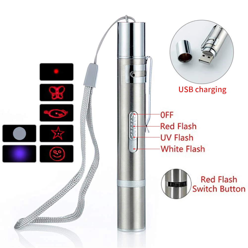  Популярные интерактивные игрушки для кошек палочка с зарядкой от USB 4 в 1 тренировочный инструмент домашних животных лазерная указка узор Горячая кошка перезаряжаемая Функция Pet обучающий