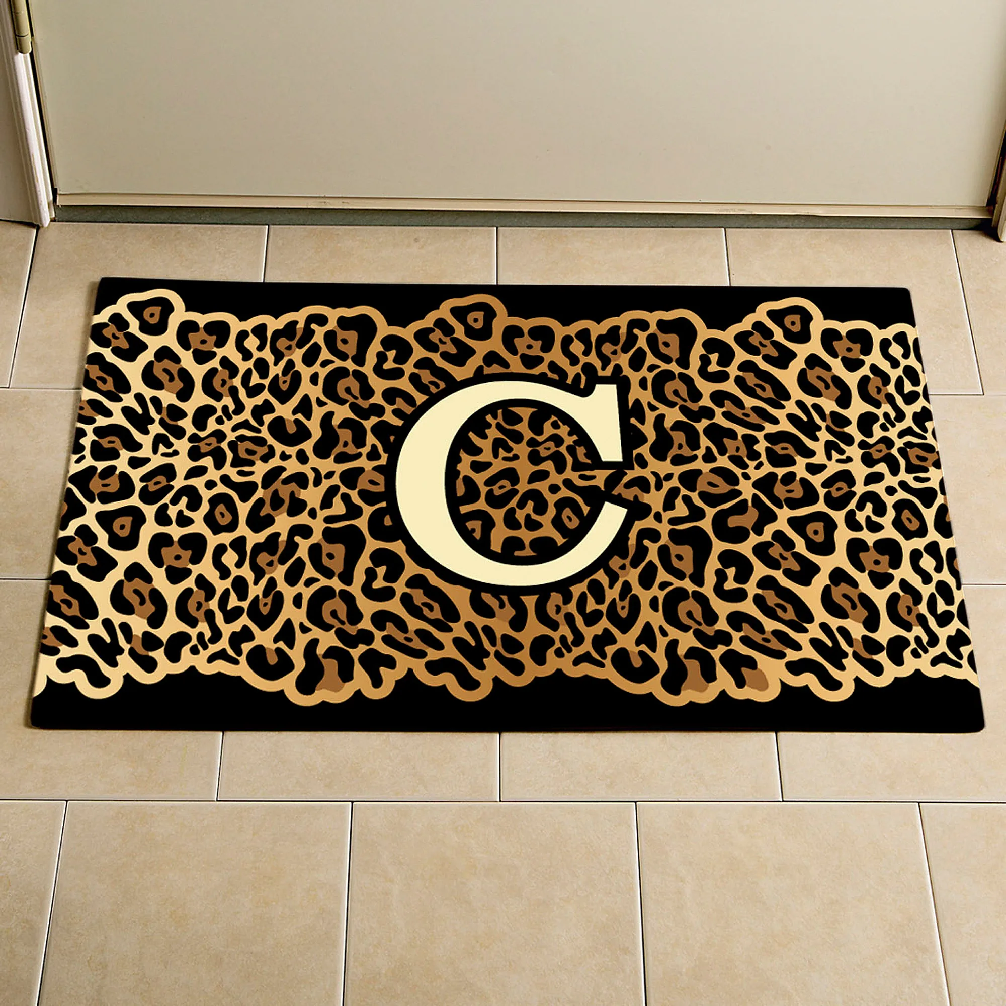Monogram Family Name Initial Letter Welcome Door Rugs