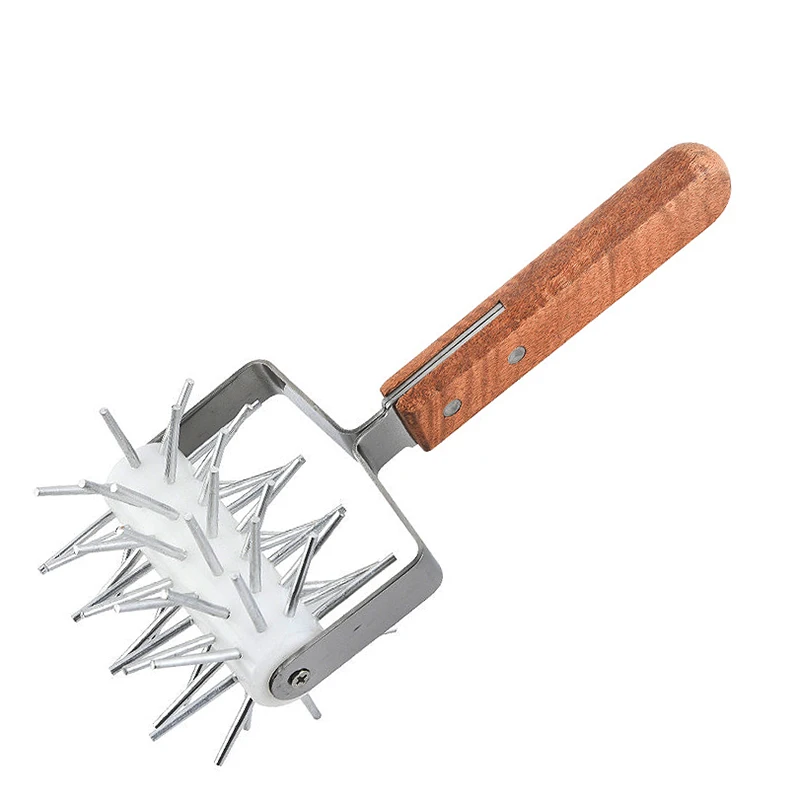 Pizza Dough Docker Roller Pins Pastry Dough Tool Stainless Steel Handle Roller Pin Puncher for Cake Pie Baking Cooking Tool