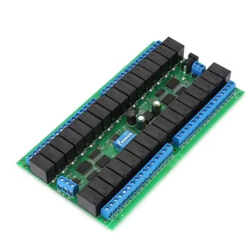 R421C32 DC 12V 32 Channels Mod-bus RTU RS485 Bus Relay Module UART Serial port Board for PLC LED Home automation door lock
