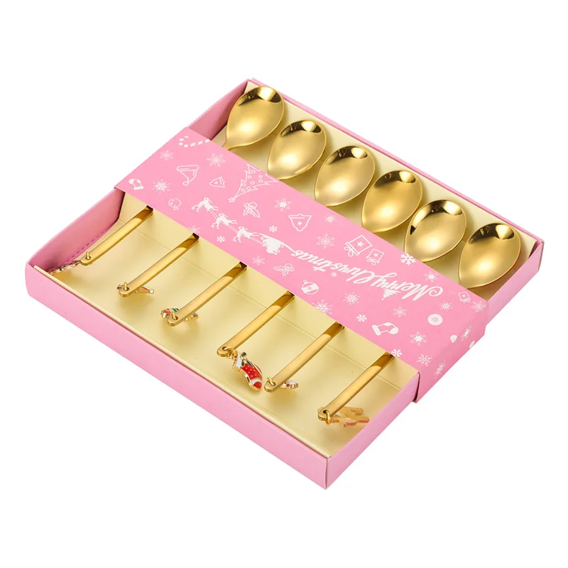 Golden Ice Cream Honey Dessert Tea Coffee Salad Round Spoon Reusable Metal Stainless Steel Spoons 13.7*2.4cm 15.7*17*2cm Cartoon