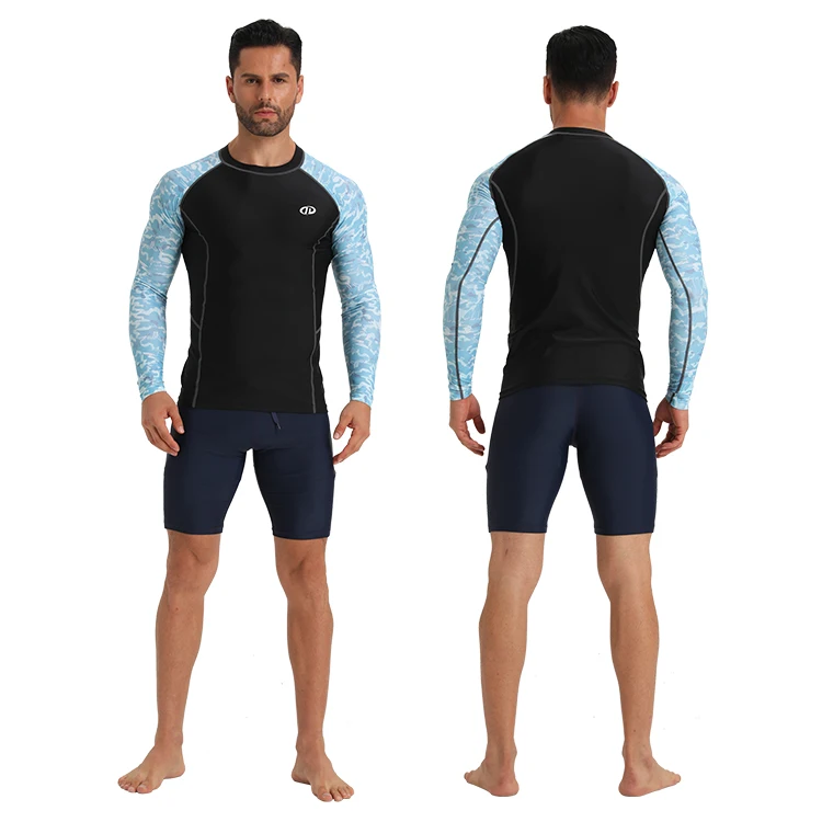 Custom Logo Printed Men Long Sleeve Compression Rash Vest Surf Sports Rashguard Shirt Upf 50+ Rash Guard