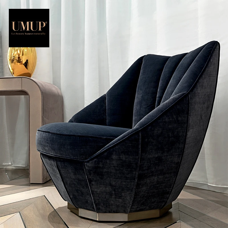 modern velvet cloth Single Sofa Chair luxury dubai villa fabric furniture Leisure lounge armchair