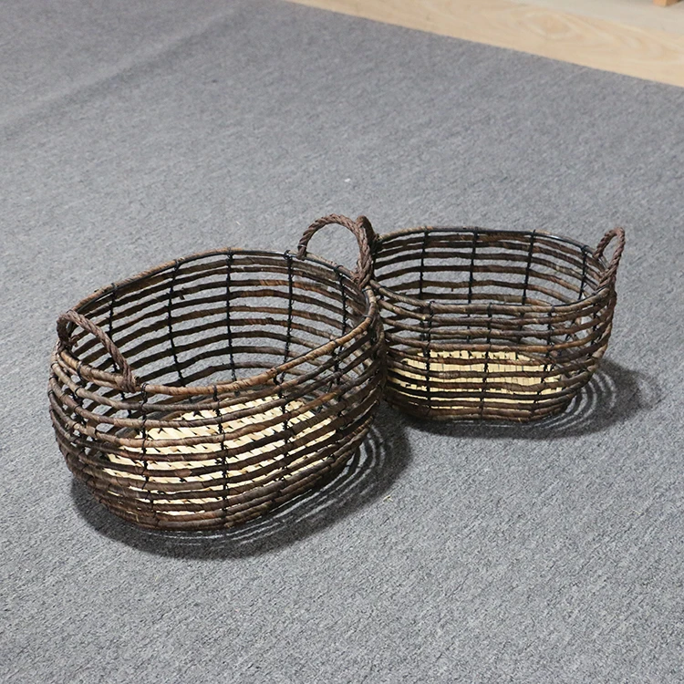 K&B Amazon hot sale Wholesale Eco-friendly handmade cane willow wicker kids rattan storage basket baskets with handle