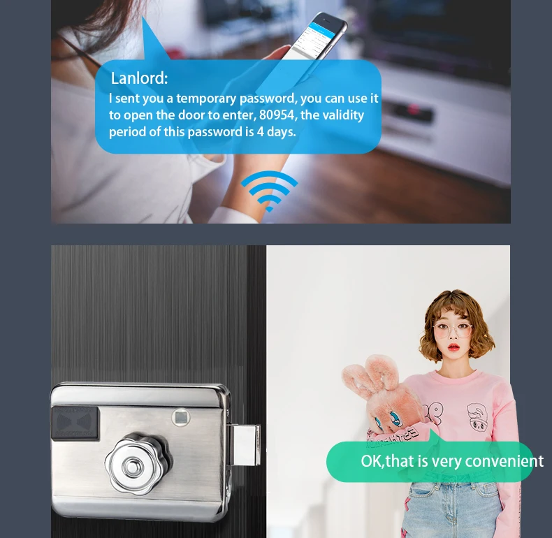 outdoor access control keyless wireless remote control electric TTlock tuya app fingerprint gate yard door smart RIM lock