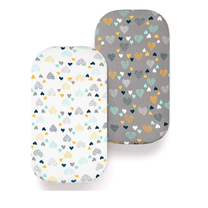 Universal cradle stretch baby heart pattern ultra soft fitted bassinet sheet for hourglass bassinet pad mattress