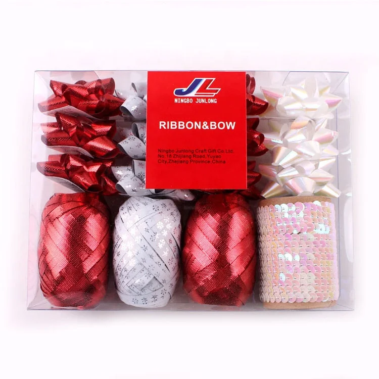 
Professional design christmas gift ribbon bow set with star bow and curling ribbon egg 