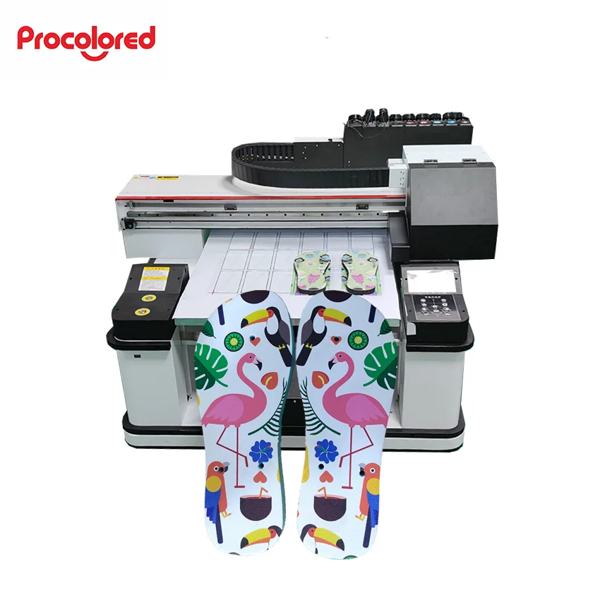 6090 large format A1 uv led flatbed EVA PVC PE foot shoe slipper flip flop sole printer