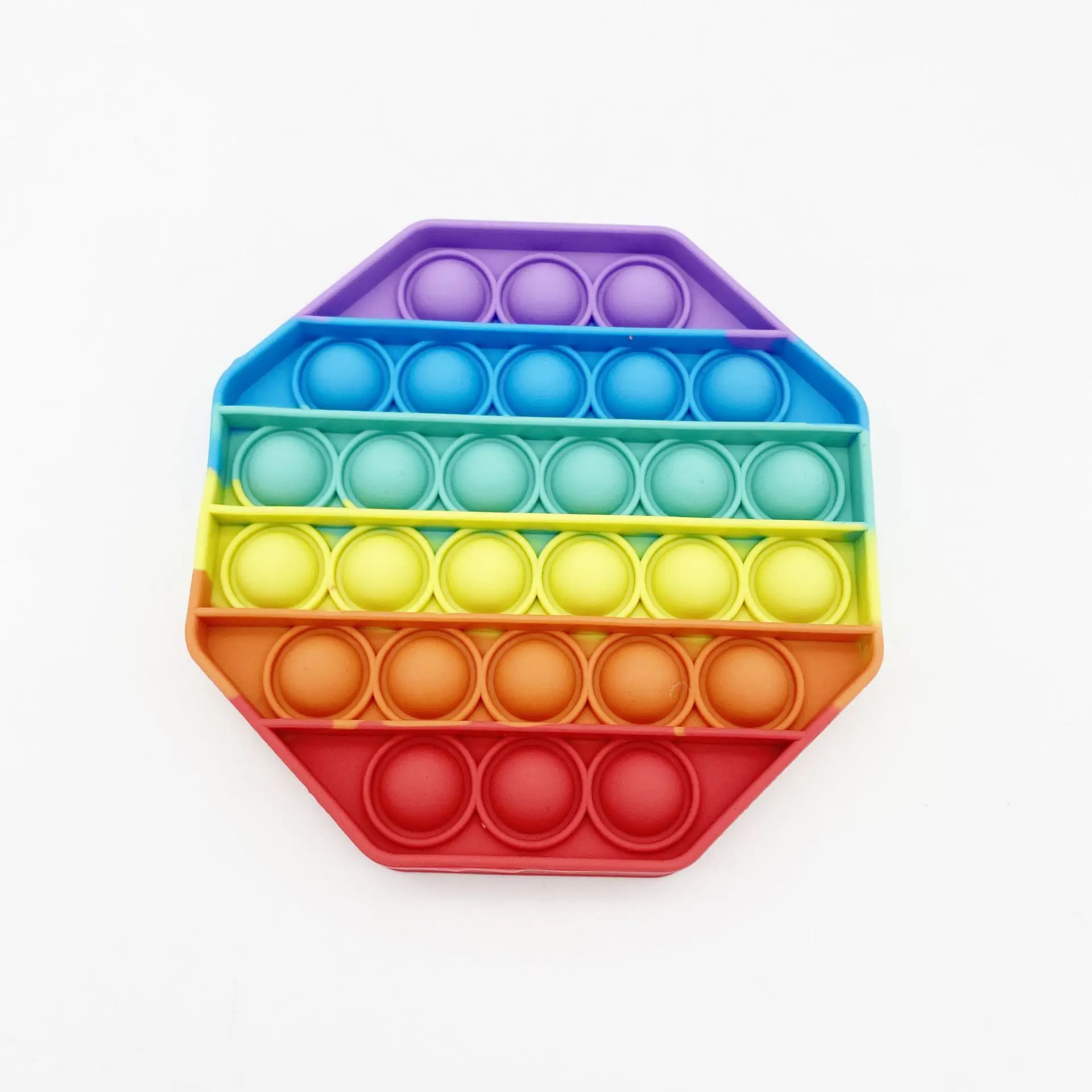 
2021 Amazon Best Sale Product Rainbow Kids Toy Silicone Bubble Popping Game Sensory Fidget Toy 