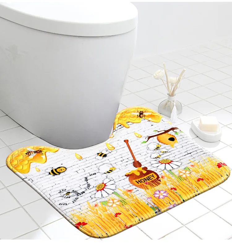 Wholesale Designer Non Slip Soft Foam Absorbent Toilet Contour Bath Mat
