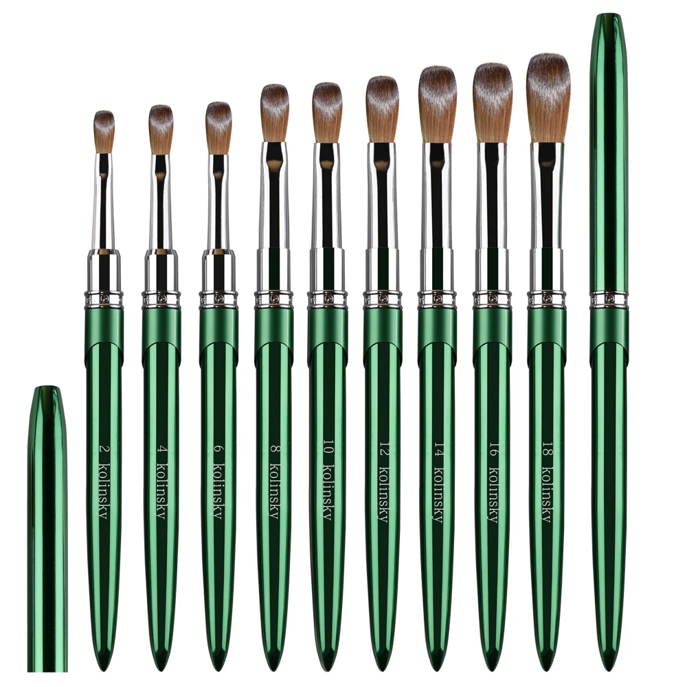 Kolinsky Brush 100 Professional Acrylic Brush High Quality Gradient Colorful Metal Handle Nail Brush Custom For Acrylic Powder