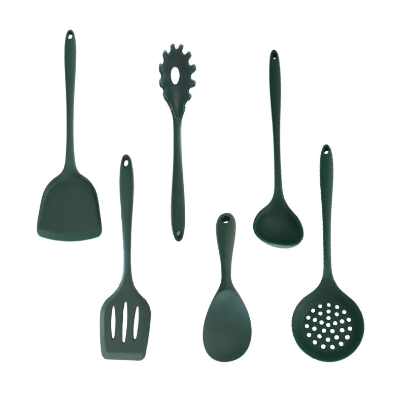 Custom Logo 6pcs Kitchen Gadgets Utensils Set Large Silicone Spatula Soup Ladle Pasta Server Cooking Utensils Set