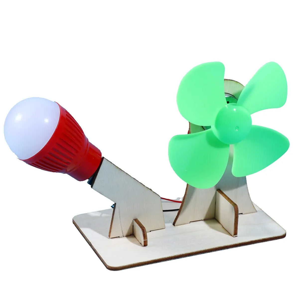 Creative wooden DIY wind power bulb toys steam scientific experiment kits kids toys