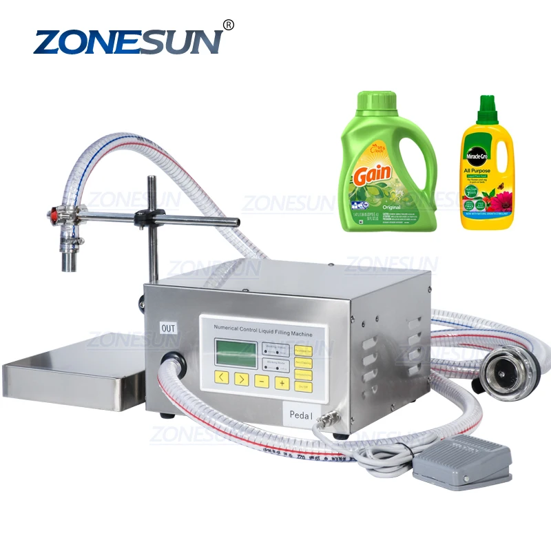 ZONESUN Semi Automatic Cosmetics Cooking Oil Shampoo Bottle Perfume Jar Juice Filler Liquid Filling And Weighing Machines