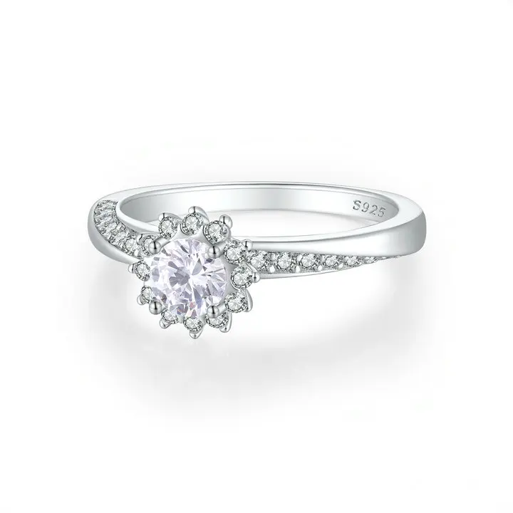 Personalized Original 925 Sterling Silver Rings Cheap Zircon Finger Fashion Jewelry Luxury Flower Rings