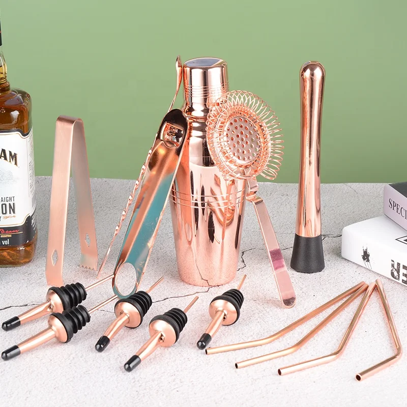 KLP Stainless Steel home bar set bar accessories Cocktail Shaker Set with Shelf