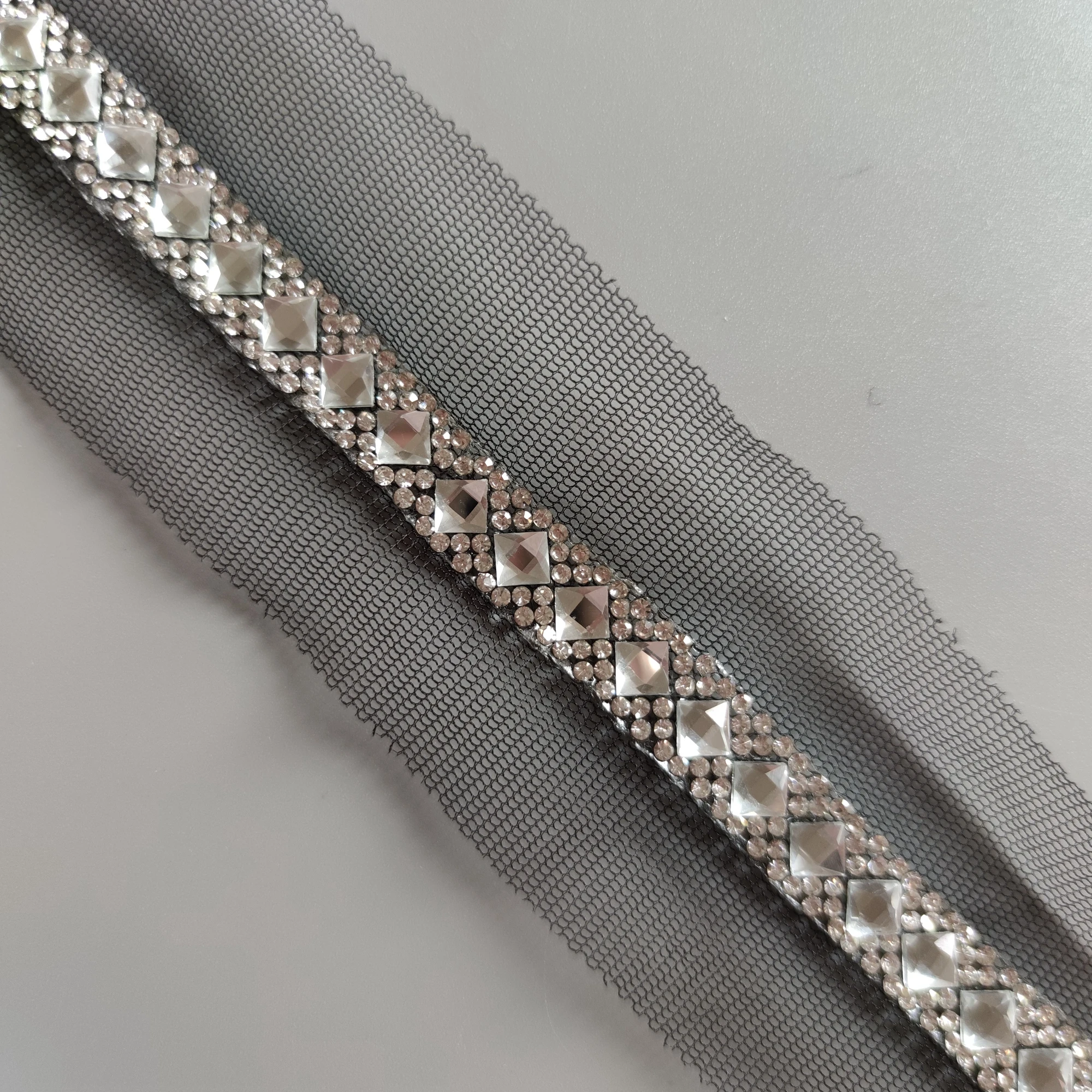 Sew on rhinestone trimming ribbons for clothes