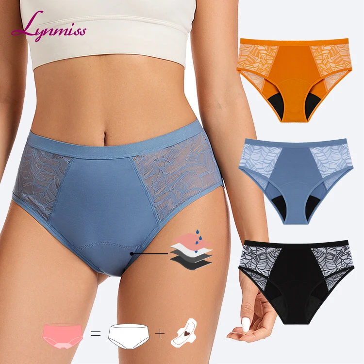LYNMISS Oem Four Layers Leak Proof Bamboo Fiber High Waist Breathable Physiological Pants Maternity Menstrual Period Panties