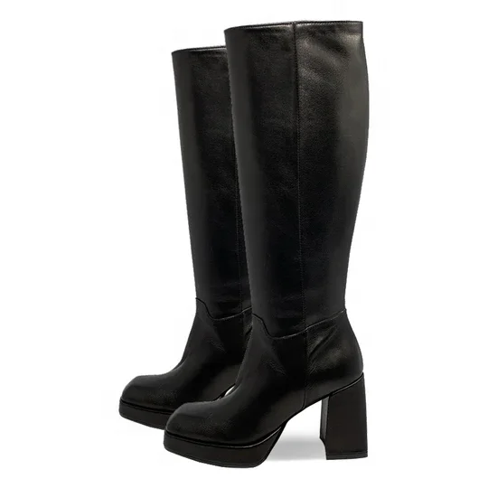 Half shaft winter boots for women block heels with square toe shape customized design in factory