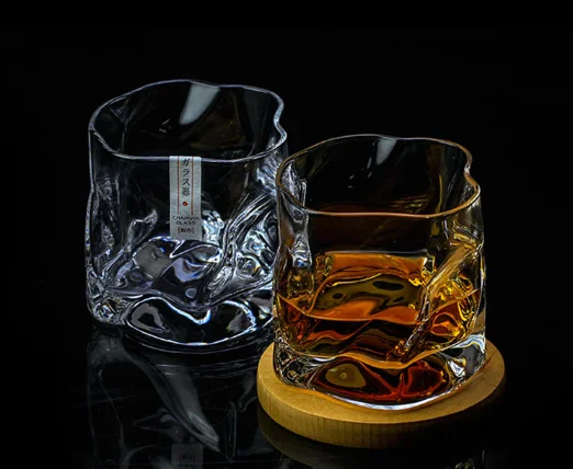 Японский дизайнерский Эдо крученая бумага асимметричная форма Хрустальный граненый шепот виски скалы бокалы для вина