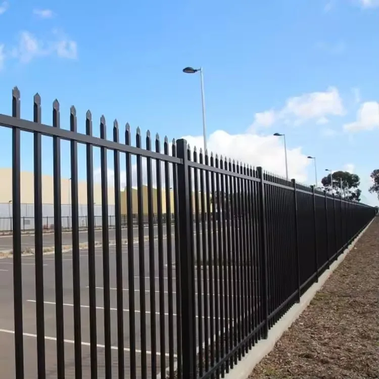 Hot-selling heavy duty prefab residential steel picket fence black metal garden border fence
