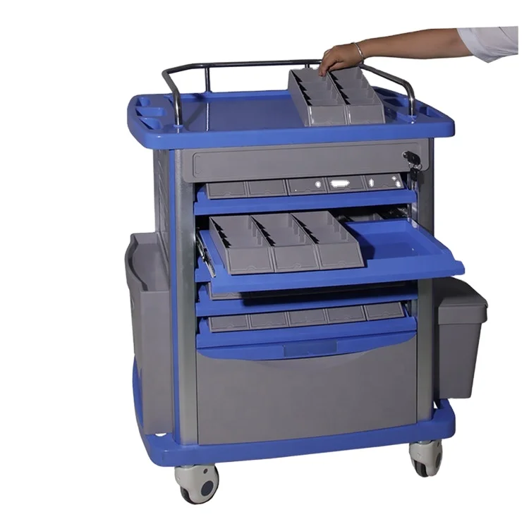 BT-MY002B Bestran cheap price Hospital ABS Medicine Trolley Double Sides Medical Emergency Crash Cart