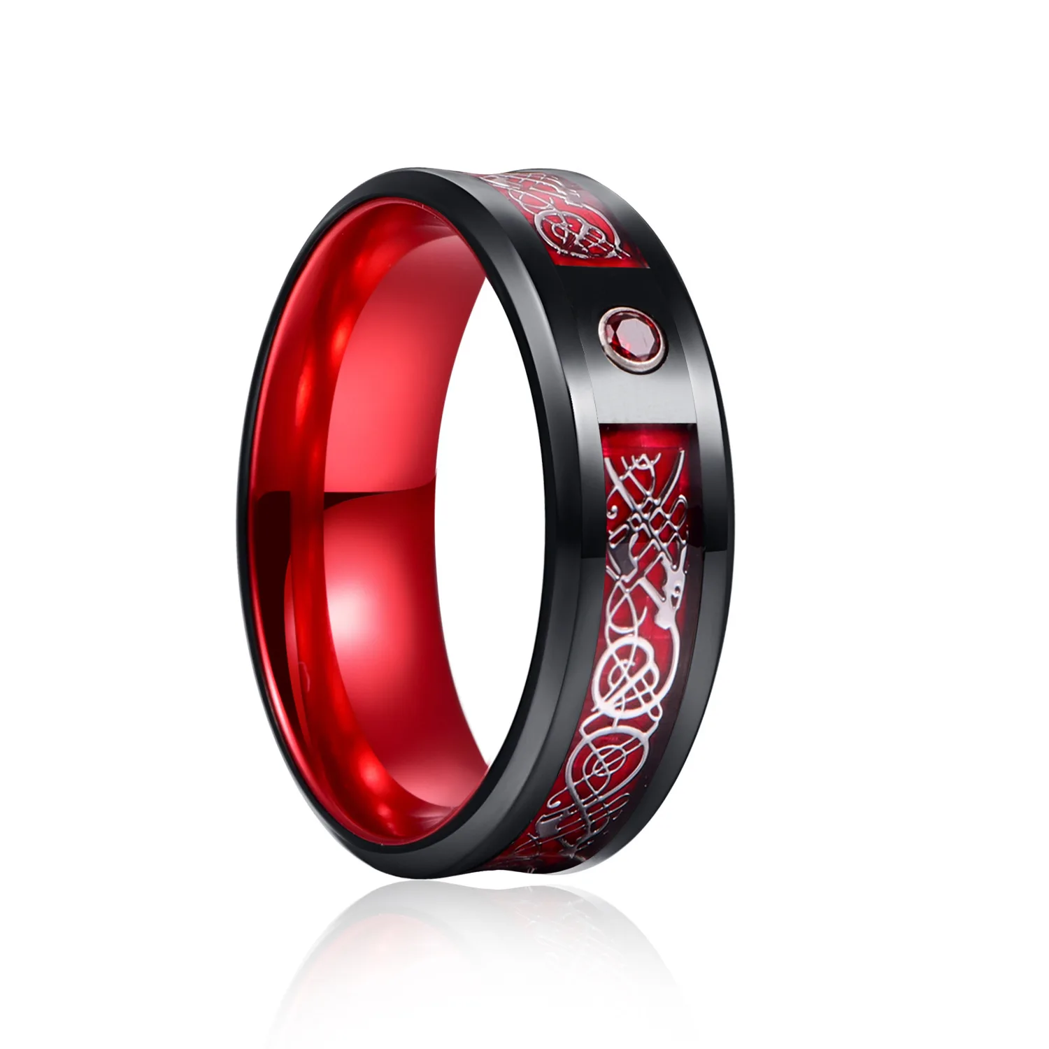  Hot Sale Titanium Steel Ring Dragon Pattern Piece Diamond Luminous Men Stainless
