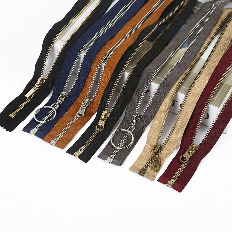 Custom Logo No.5 Semi-Lock Open End Brass Metal Zipper Big Teeth