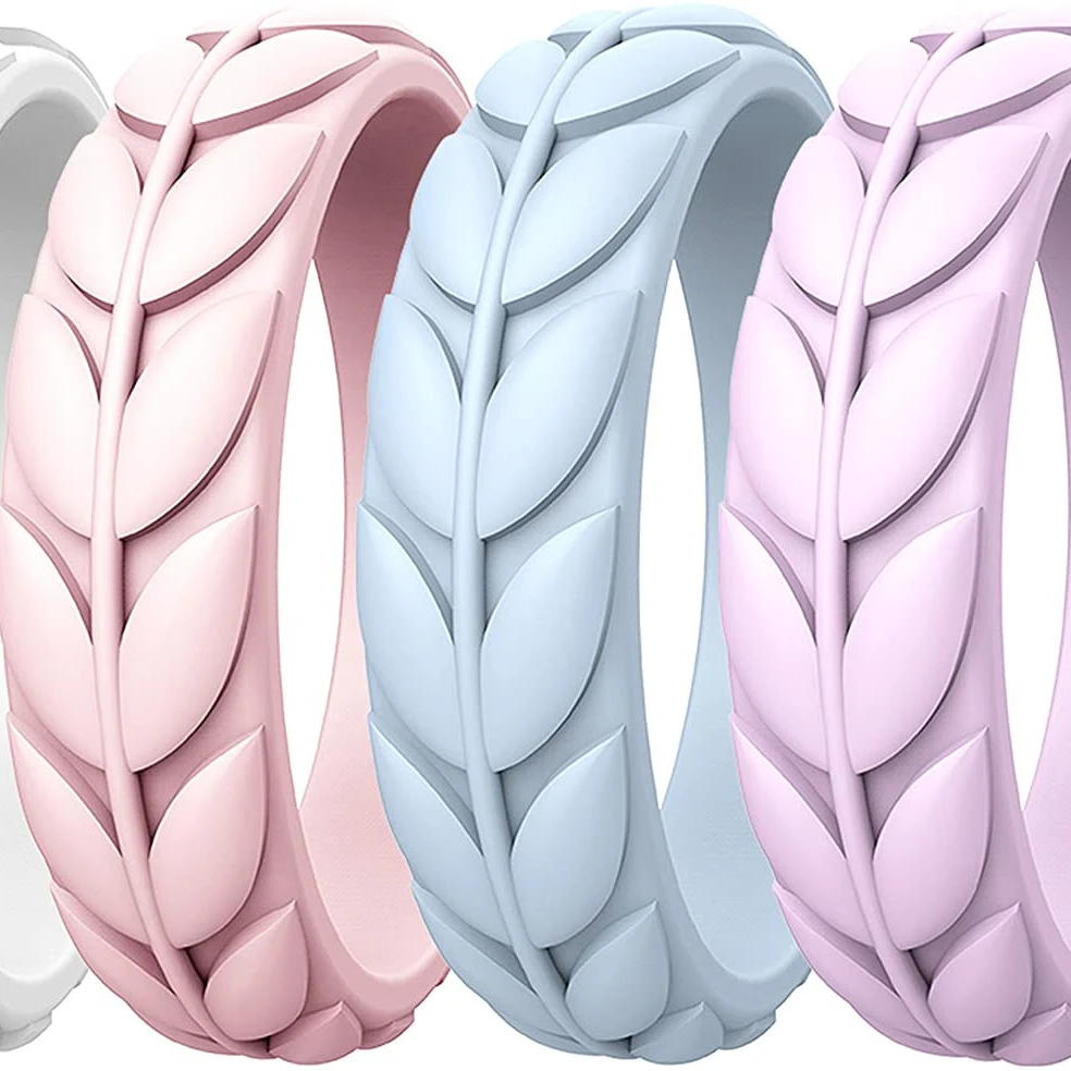 Резиновые обручальные ленты в виде оливковых листьев штабелируемое кольцо из пищевого силикона обручальное для