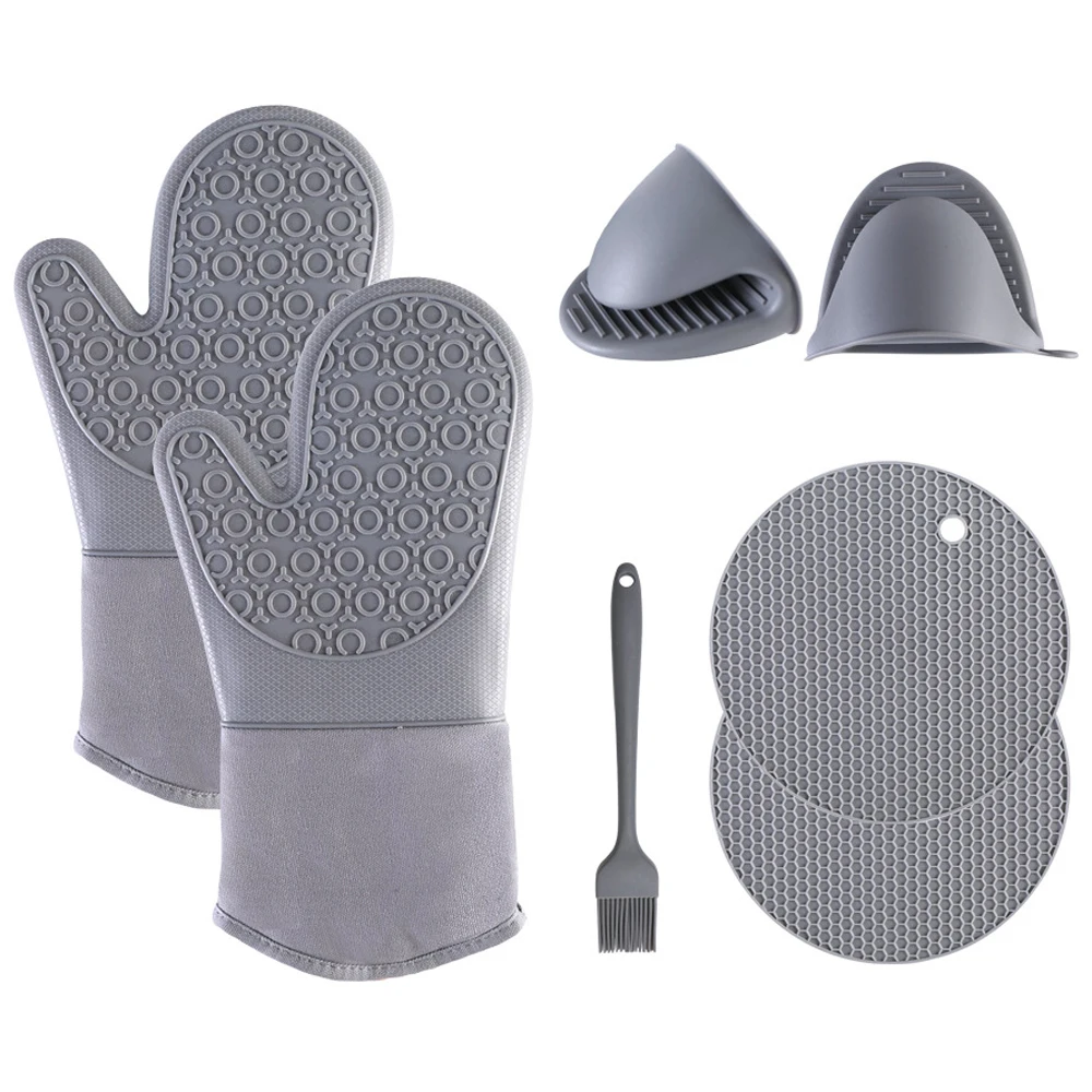 
7pcs Set of gloves with cotton Mini Oven Gloves Silicone Heat Resistant 