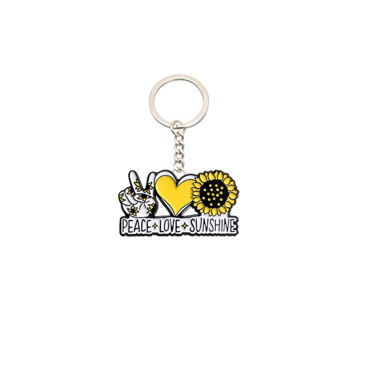 Factory Creative Hand Holding Flower Pen Yes Frog Series Brooch Striped Peace Frog Metal Badge Keyring Keychains Llavero  Key
