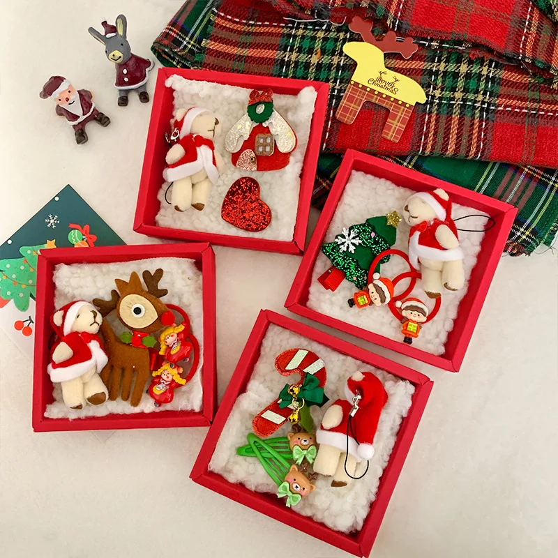 High Quality Christmas Hair Clip Cute Deer Snowman Santa Christmas Hairpin Bangs Clip for Girls