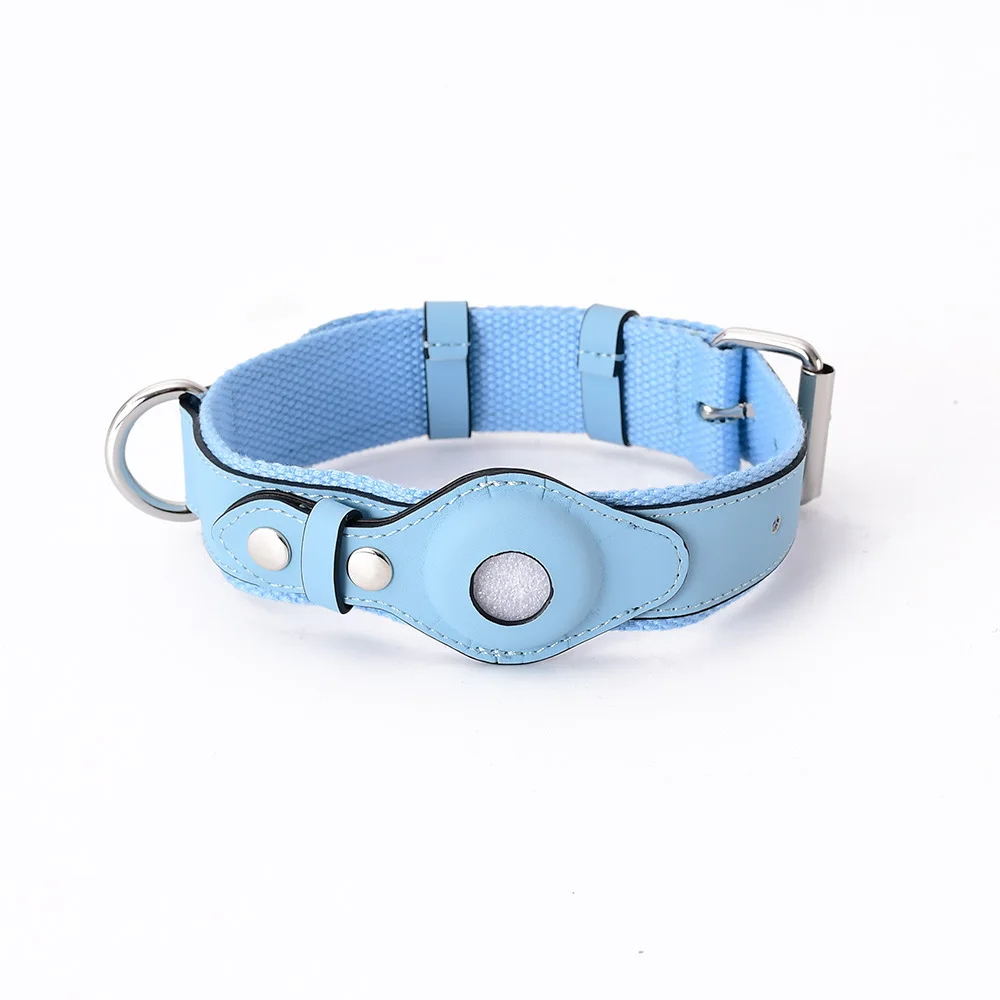 Customizable Small Medium Large Pet Collar Soft Pink Leather GPS Tracker Airtag Holder Printed Ribbon Pet Safety Dogs Cats
