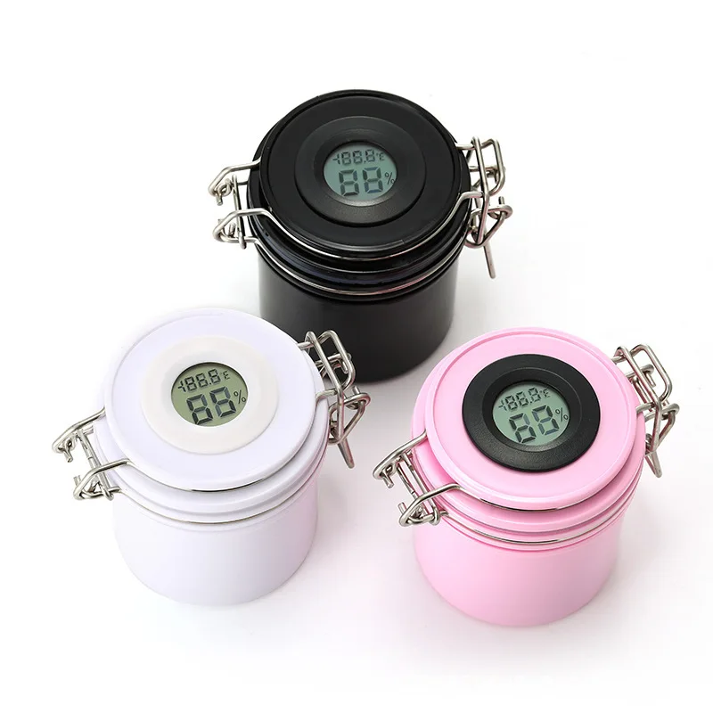 Pinky leem Hot sale black white pink colour eyelash Adhesive storage container  with hygrometer thermometer