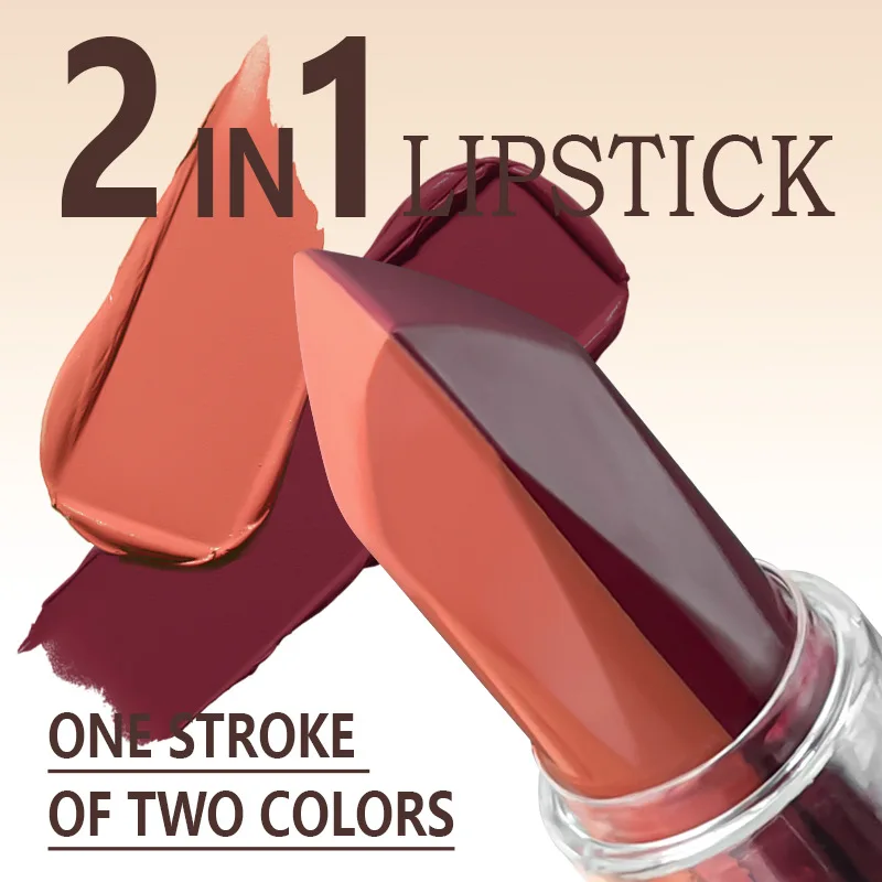2 color in one lip liner lipstick design nude black shimmering metallic beauty cosmetics Private label  metal lip stick