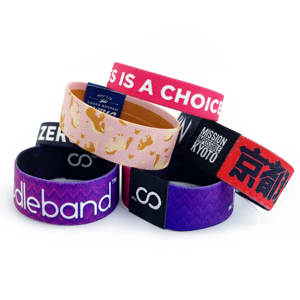 Wide Personalized Polyester Stretch Wrist Band, Fabfic Elastic Wristband
