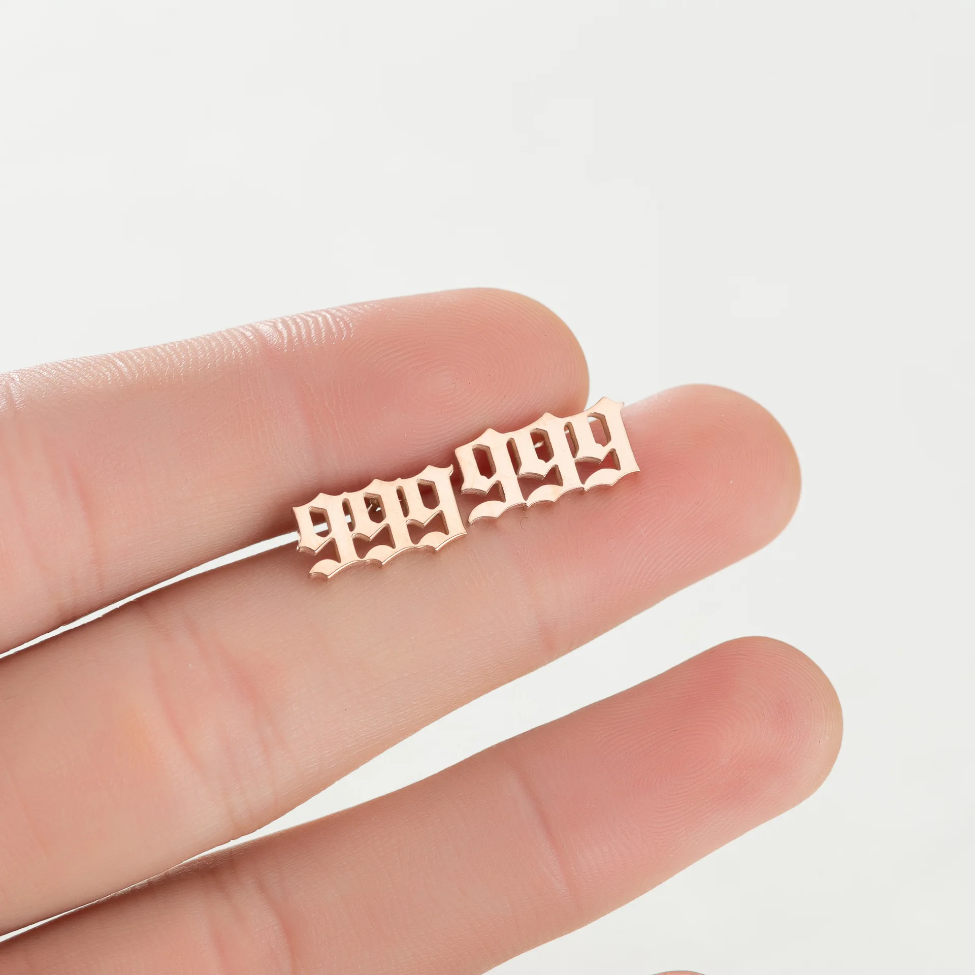 Wholesale Rose 18K Gold Silver Plated 111 222 333 444 555 666 777 888 999 Women Stainless Steel Angel Number Stud Earring