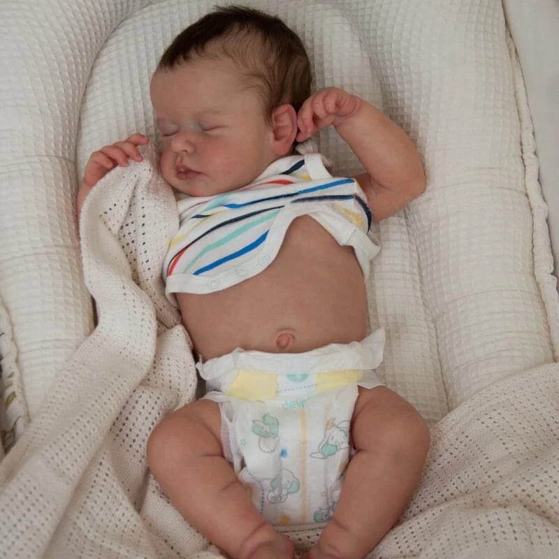 Кукла-младенец Reborn Loulou sleep, 45 см, мягкое тело, Реалистичная 3d-кожа с видимыми венами, кукла ручной работы высокого качества