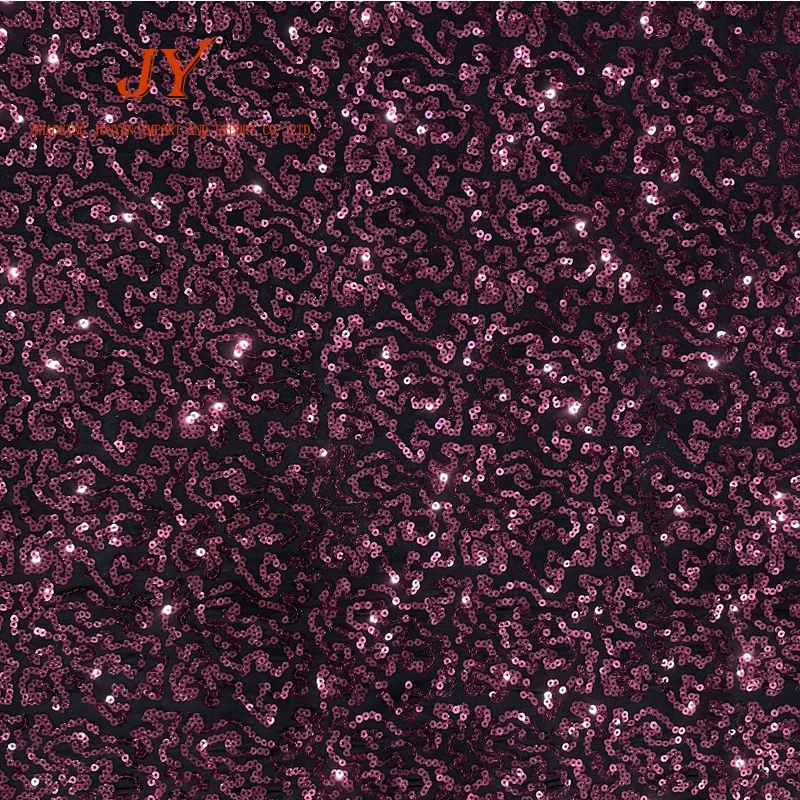 Embroidery stretch mesh fabric in sequins , sequins clothi fabric for india market