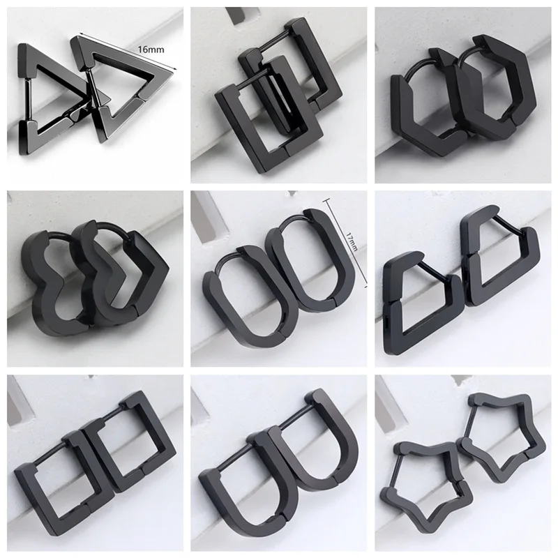 Stainless Steel 3 Color Mini Geometric Earrings Trendy Hoop Huggie Earrings For Women Men Fashion Ear Jewelry (KSS436)