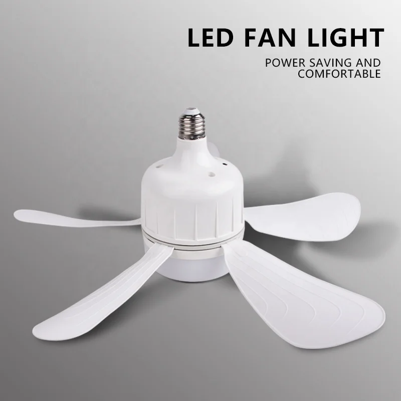 Modern LED Ceiling Fan E27 23W  Holder Living Room Bedroom Decorative Ceiling bulb Fan with LED Light Remote Control