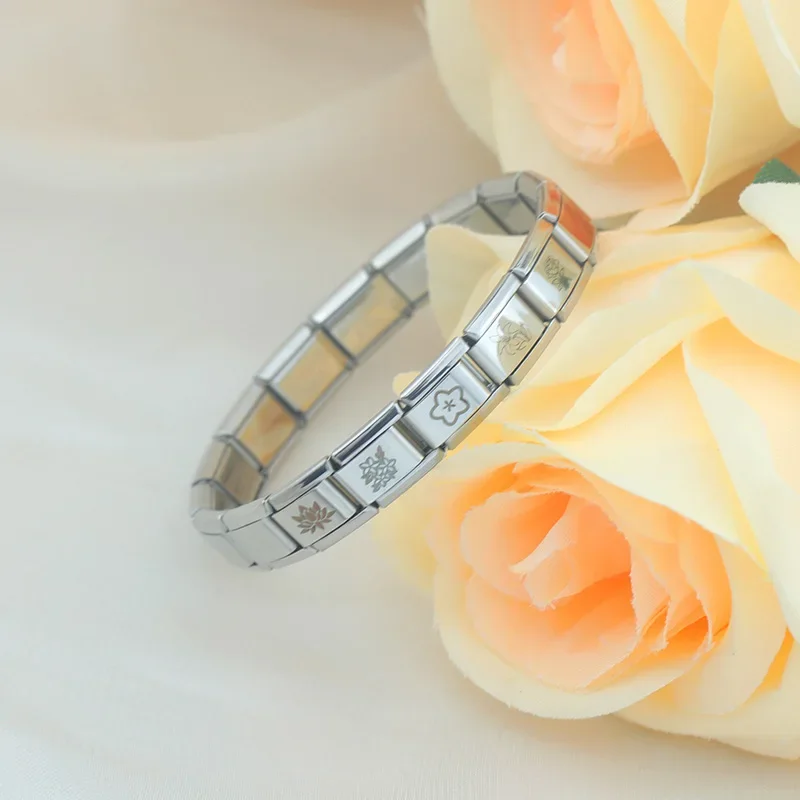 2024 модный новый топ из нержавеющей стали цветок очарование итальянские ссылки Fit 9 мм браслет для изготовления ювелирных изделий LAMOON