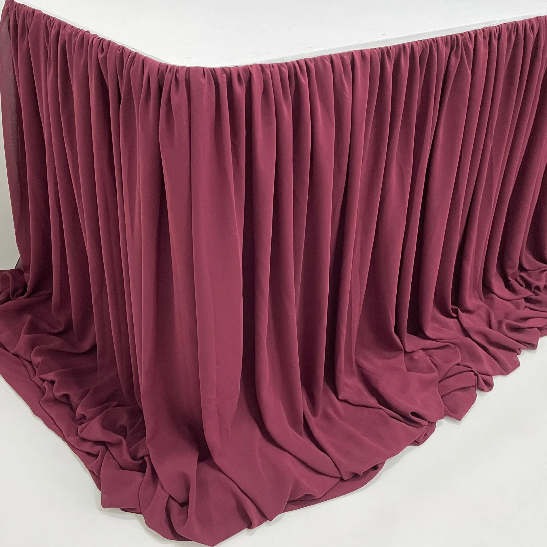 TC091 chiffon table skirt roll skirting whole sale fitted