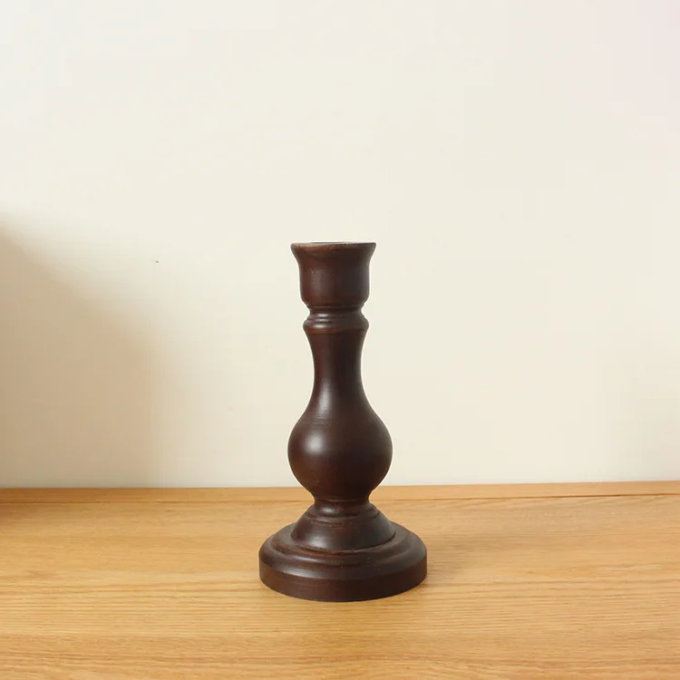 
Wholesale custom unfinished wood candlestick pillar wood candle holder 