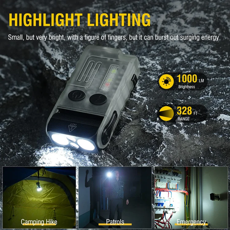 Boruit V20-1 Small Led Flash Light High Power 1000 Lumens Waterproof Rechargeable UV light Edc Flashlight With UV Light