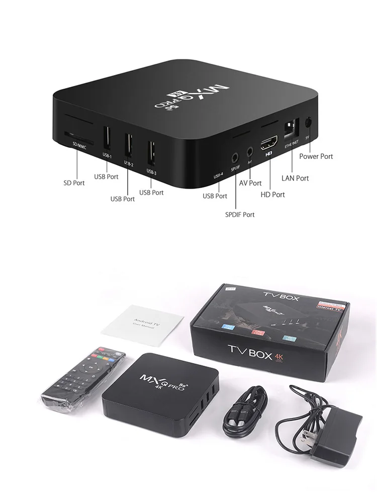 Android Tv Box 10.0 Smart TVBox Wifi HDR 4K H.265 RAM 2g ROM 16G real Media Player Set Top Box